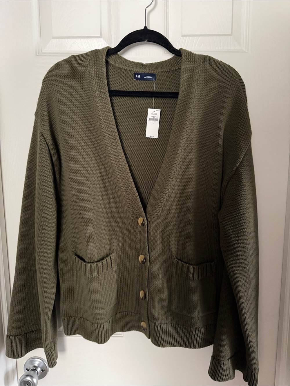 GAP 100% Cotton Olive Green V-Neck Button Cardigan